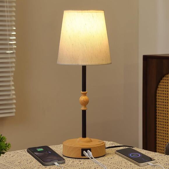 MEIXISUE Other - Bedside Table Lamp for Bedroom with 2 USB Charging Ports Minimalist Small Nig...